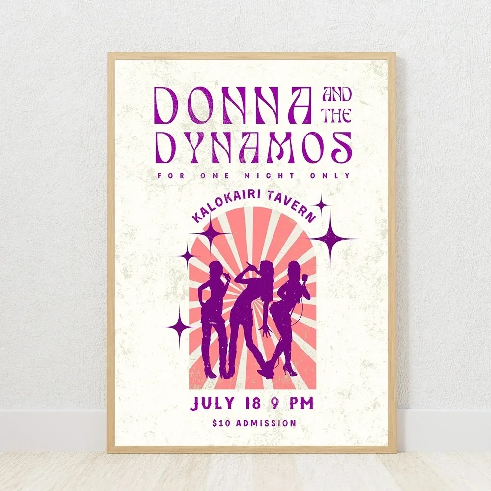 Classic Music Donna and Dynamos Poster Mamma Mia Retro Movie Room Living Canvas Painting Wall Art Home Decor