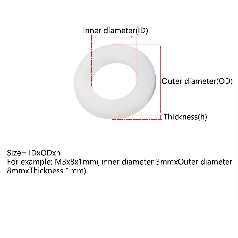 M3 M3.5 M4 M5 M5.8 M6M8M10M12M14M16M18M20 PE Plastic Nylon Transparent Insulating Soft Plain Gasket Pad Ring Spacer Flat Washer