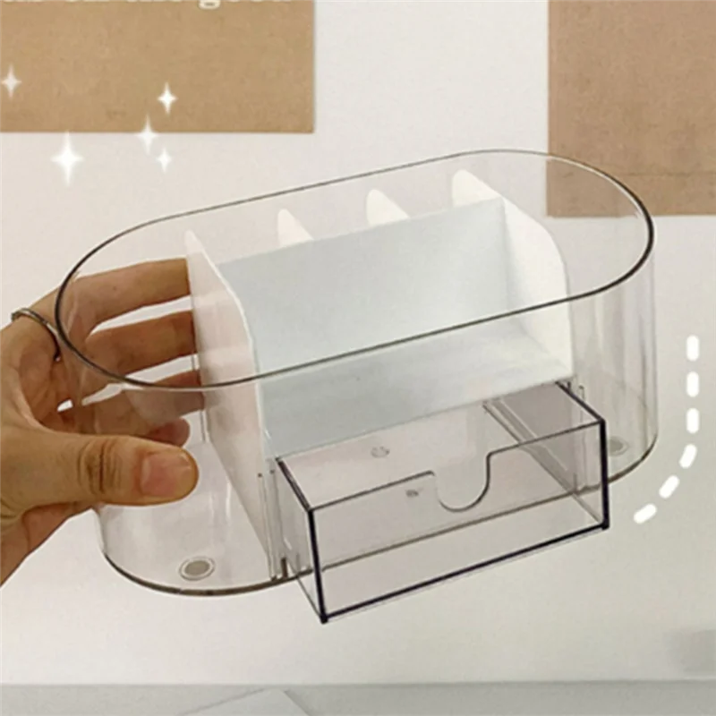 GO-1 PCS Clear Desk Organizer Acrylic Pen Pencil Marker Holder Desktop Organizer (Pink)