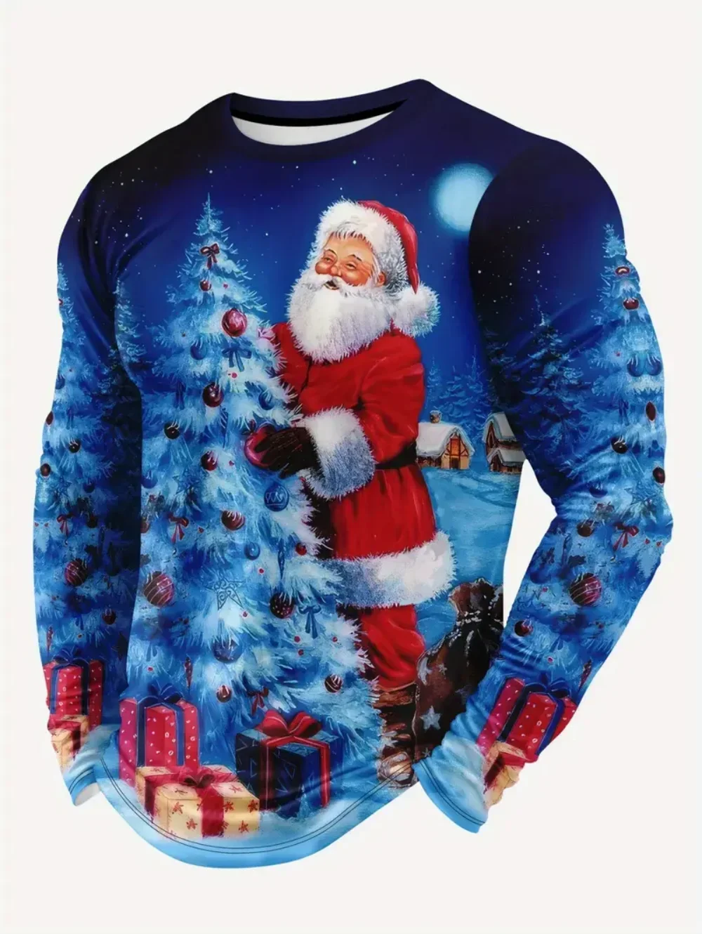 Christmas Men's T-Shirts Fashion 3D Print Long Sleeve T-Shirt Round Neck Y2k Clothes Man Autumn Fashion Loose Men's Casual Tops