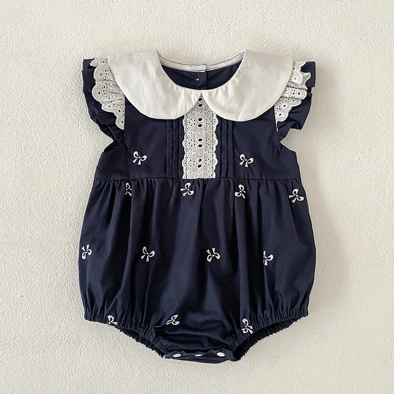 2026 New Summer Newborn 0-24M Infant Baby Girl Romper Baby Girl Clothing Flutter Sleeved Cotton Print Baby Girl Rompers