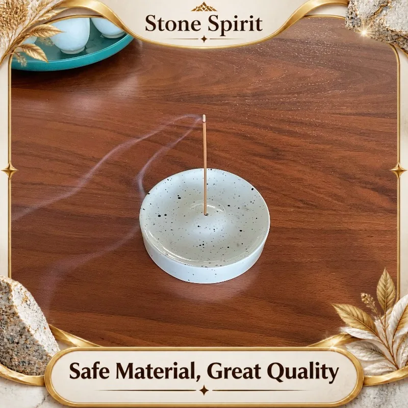 Handmade Ink Splatter Ceramic Incense Holder, Zen Meditation Accessory for Tea Room & Spa Lounge, Japanese Wabi Sabi Home Decor