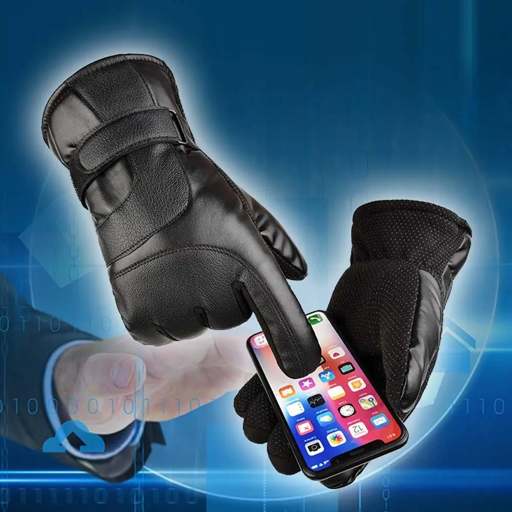 

Зимние теплые водонепроницаемые ветрозащитные бархатные перчатки, плюшевые перчатки, варежки с сенсорным экраном, перчатки из искусственной кожи