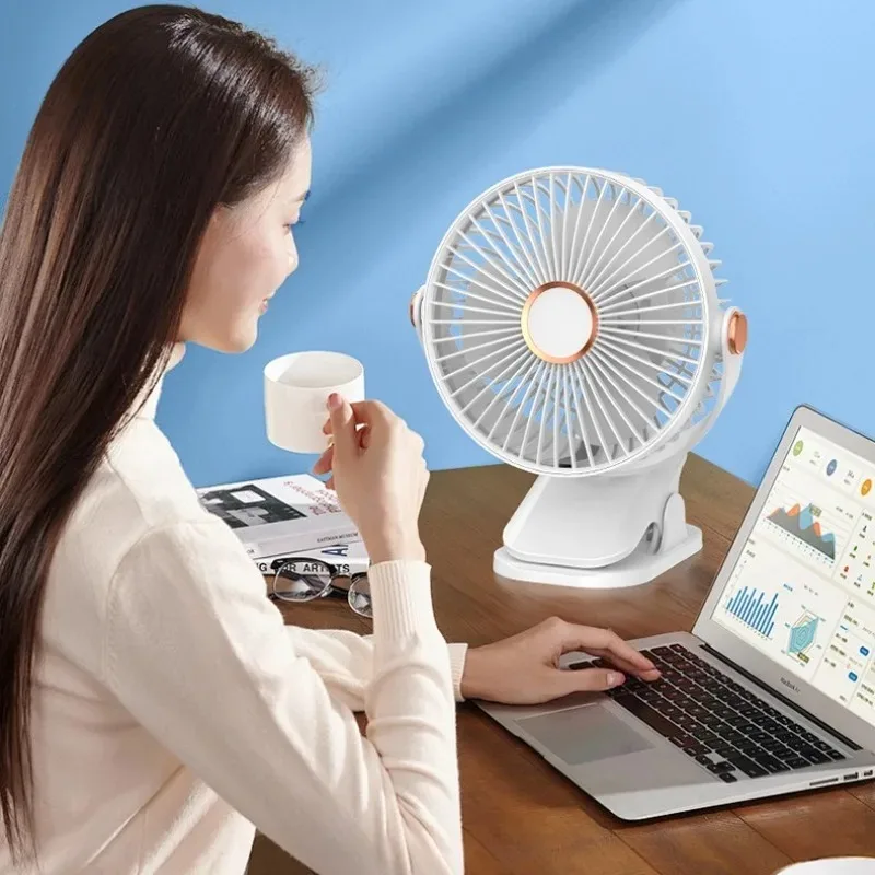 Wireless Electric Fan with LED Light Rechargeable/Plug in Desktop Summer Portable Camping Fan Air Circulator Clip-on Home Fans