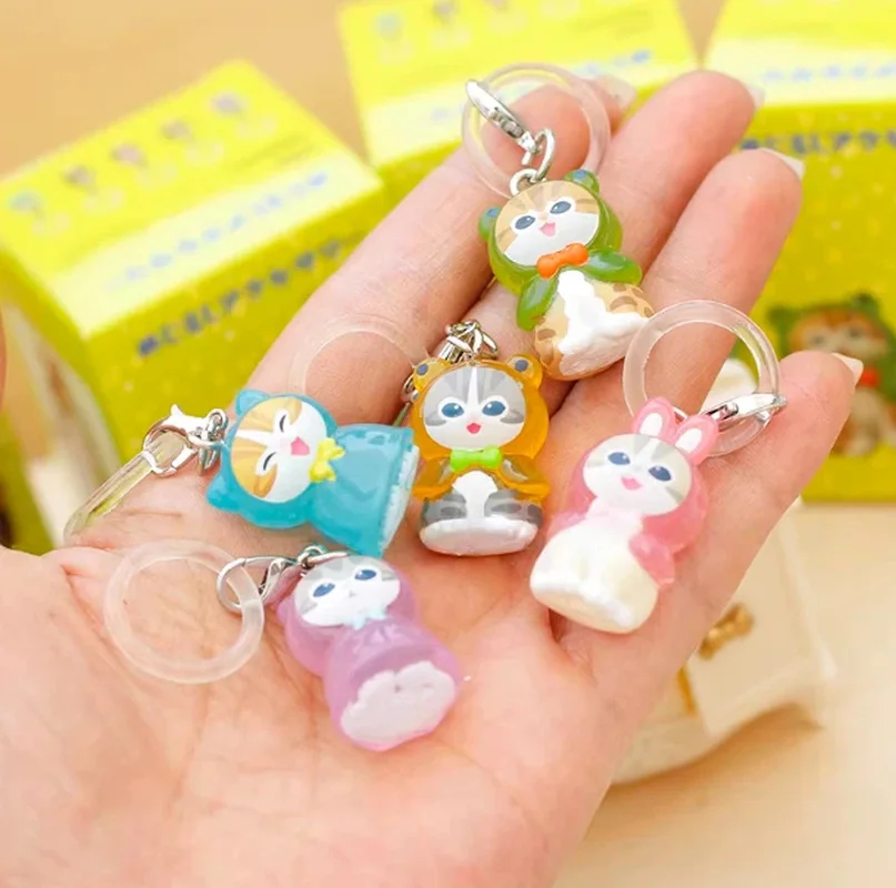 

In Stock Mofusand Shark Cat Raincoat Design Series Blind Box Kawaii Mini Action Figure Keychain Backpack Pendant Surprise Gifts