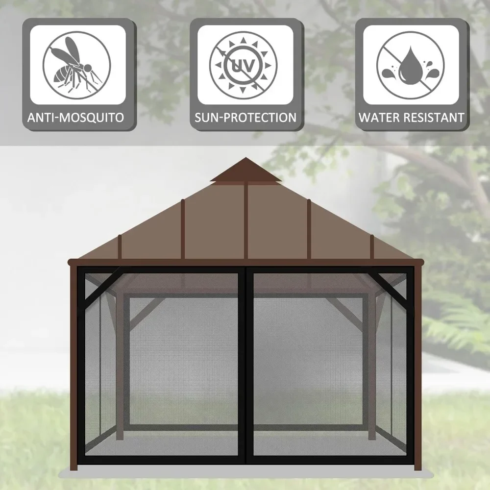 Mosquitera de repuesto Universal para Patio, Gazebo, mosquitera para acampar, 4 paneles, reemplazo de dosel