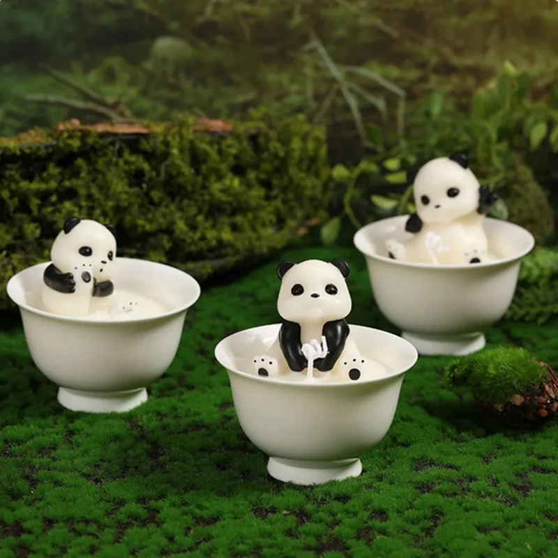 Aromatherapy Candle Cute Tea Bowl Bathing Panda Fresh Fragrance Home Furnishings Fragrance Decorations Hand for Friend Gifts