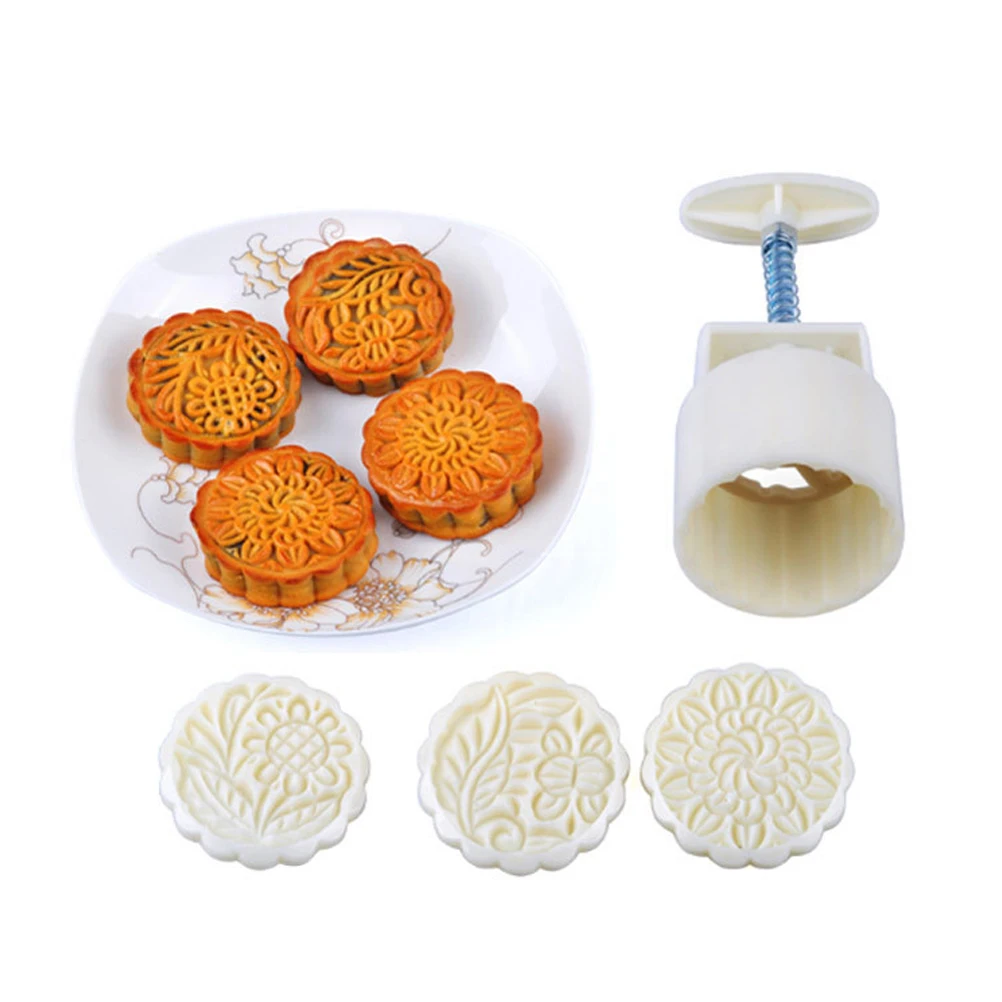 

16 Pcs Mooncake Mold H pressure ABS Resin Spring H Round Square Shapes Baking Tool Cookie Dessert Making