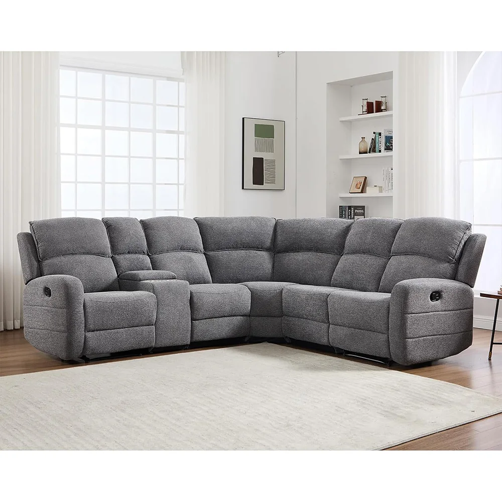 EBELLO Fabric L-Shaped Reclining Large Corner Sofa Sectional