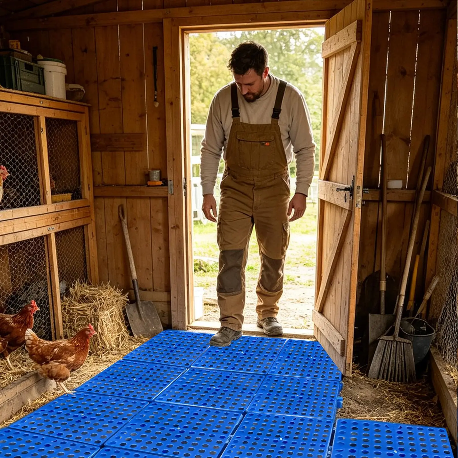 Chicken Coop Floor Covering Anti-Slip Flexible Drainage Barrier Cushion Chicken Coop Walking Mats For Outdoor Yard Garden Patio