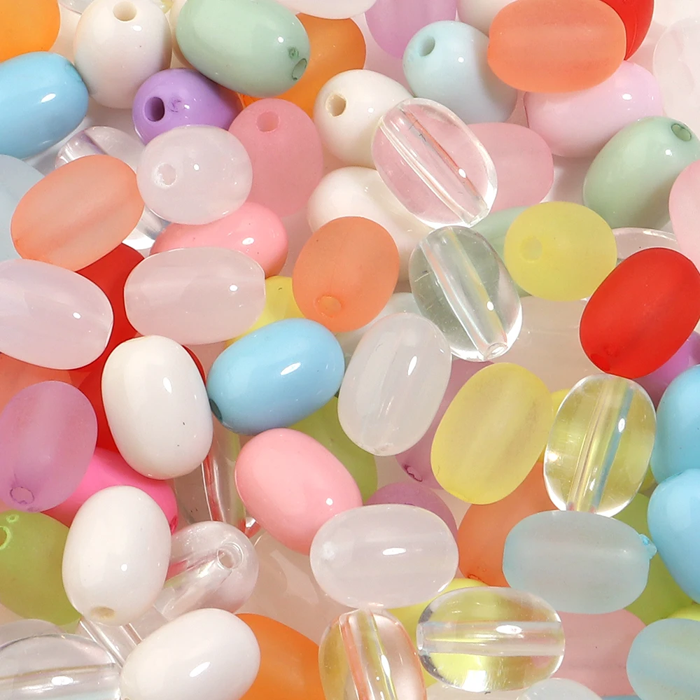 100 Stück ovale Acrylperlen in Bonbonfarben, gemischte Farben, lose Abstandsperlen für die Schmuckherstellung, DIY-Handwerk, Halskette, Armband, Zubehör