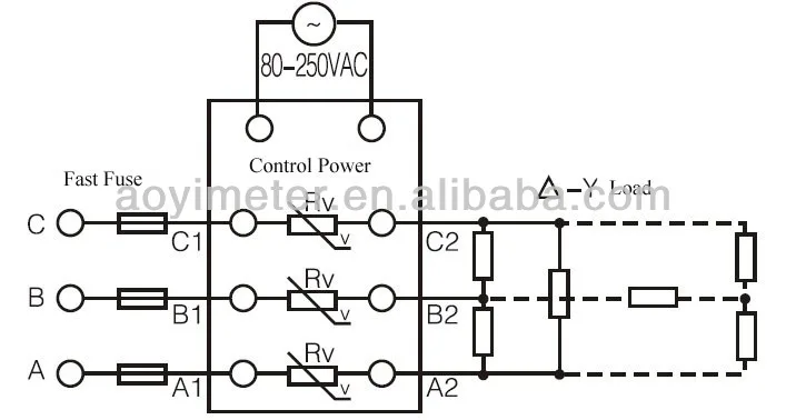 Módulo AOYI SCR de regulador de voltaje de potencia trifásico SCR3-90AA-H