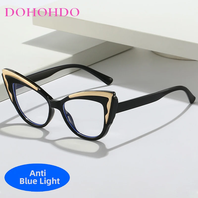 

Vintage Trendy Brand Designer Cat Eye Anti Blue Light Glasses Fashion Luxury Eyeglasses Men Women For Reading For Computer Use