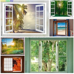Natural Scenery Outside The Window Photography Backgrounds Props Flower Tree Landscape Portrait Photo Backdrops CH-02