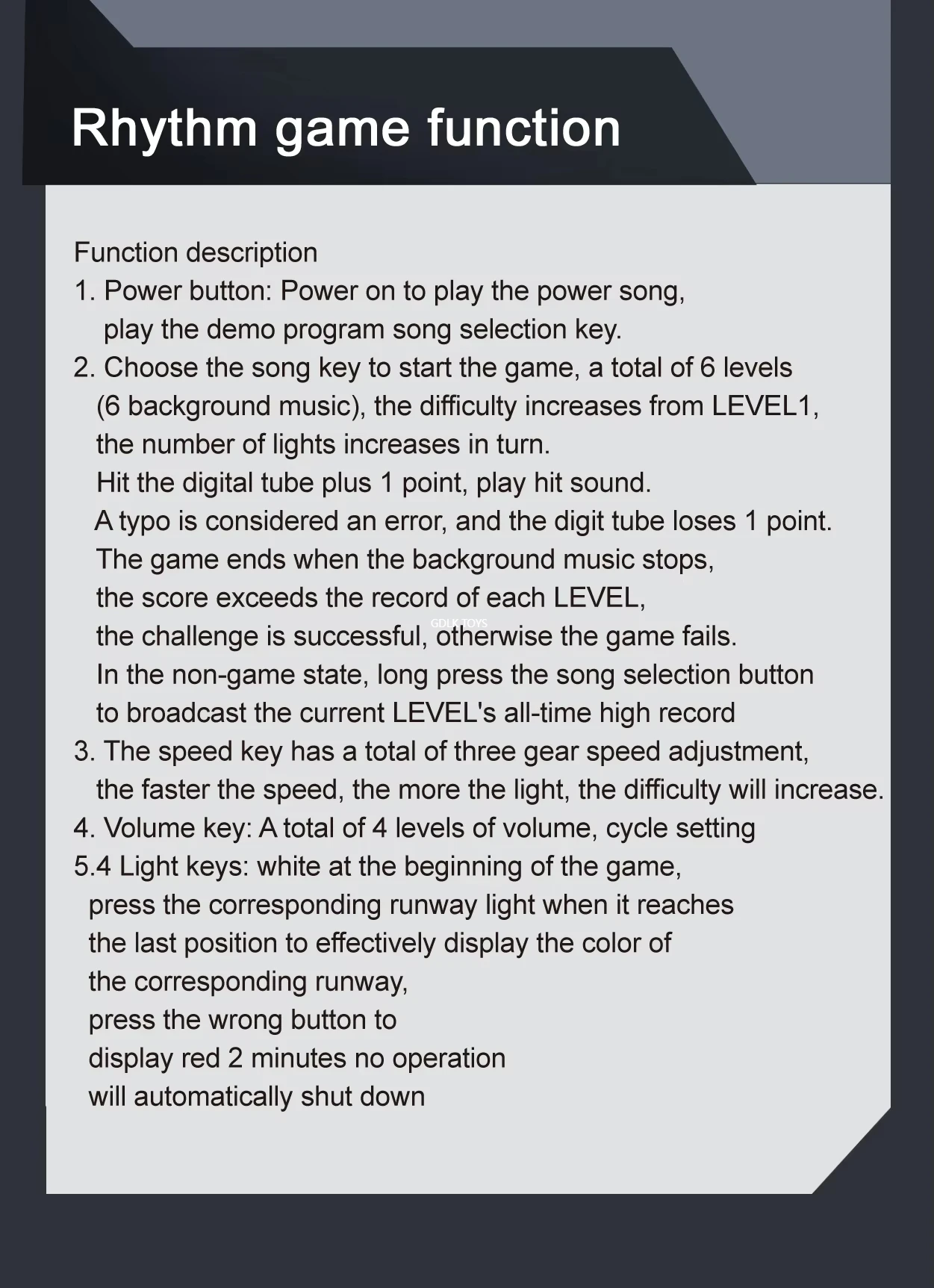 Children Puzzle Music Rhythm Game Machine Challenge Toy Gift Quick Press Light Music Challenge Dance Adult Decompress Toys Gift