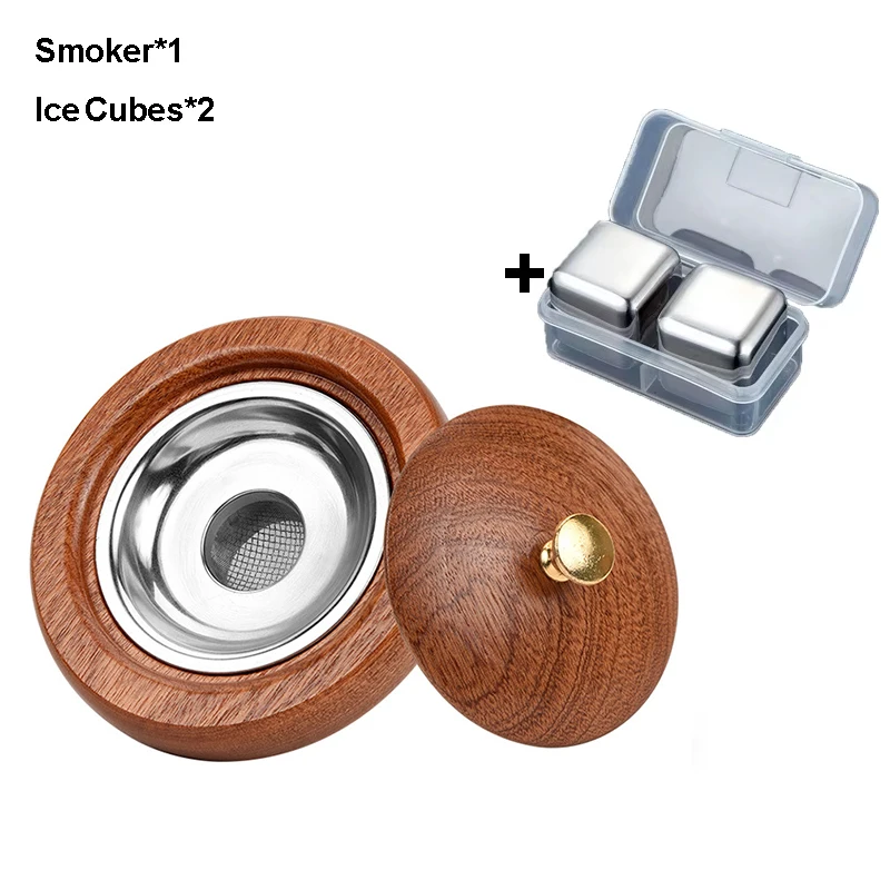 SmokeTop-Kit ahumador de cócteles, ahumador de bebidas de chimenea antigua para cócteles, whisky y Bourbon con molde de hielo