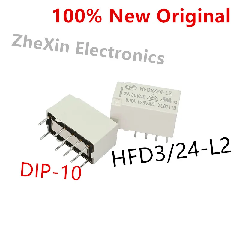 5-10PCS/Lot   HFD3/24-L2 、HFD3/12-L2 、HFD3/5-L2   DIP-10  New original small signal relay   HFD3-5-L2、HFD3-12-L2、HFD3-24-L2