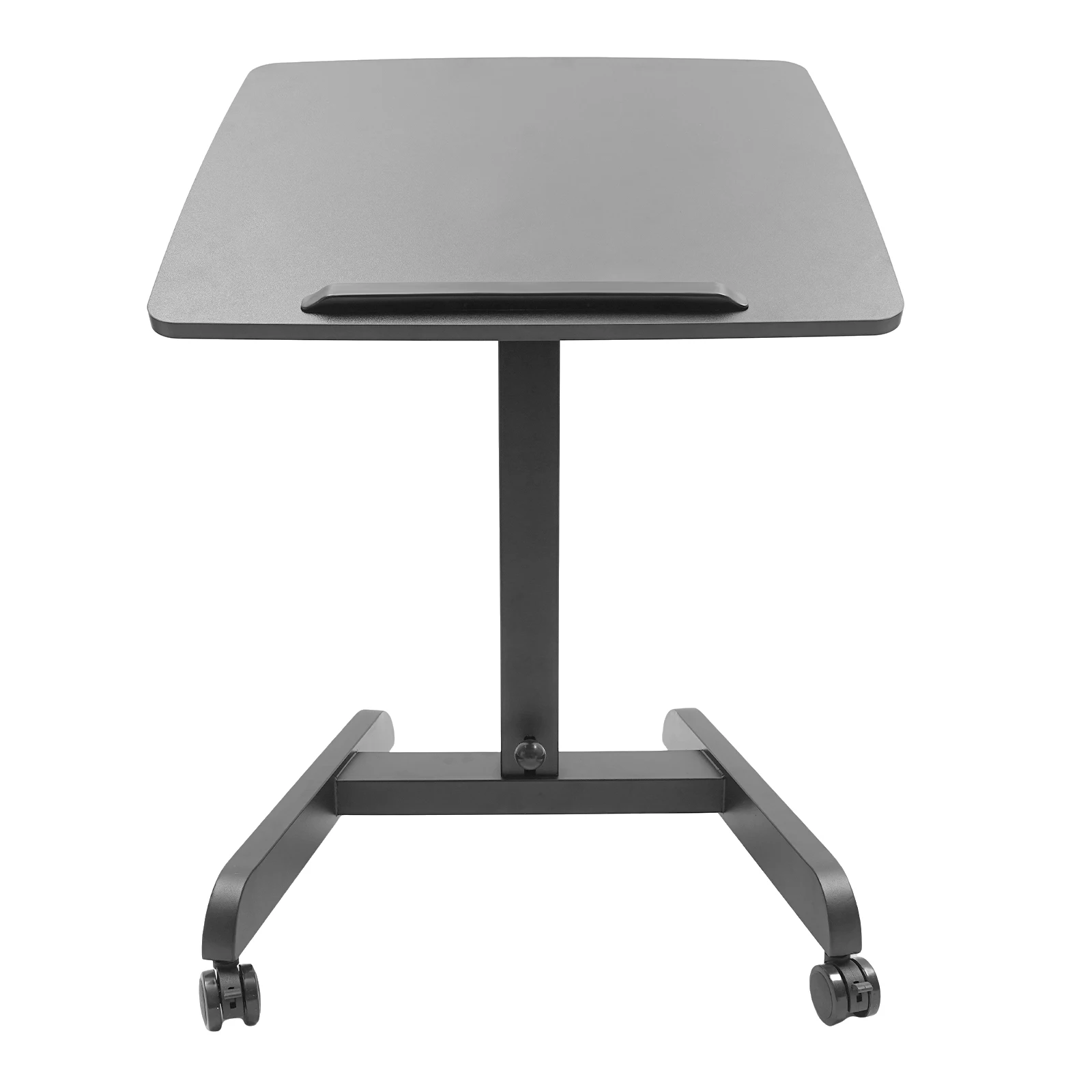 Durable Stand Up Computer Workstation with Adjustable Height and Multi-Angle Desktop, 4 Wheels with Brakes, Sturdy Iron Frame
