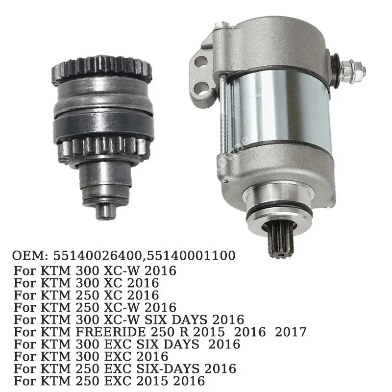 55140001100 55140026400 Starter Motor and Bendix Set for EXC XC XC-W Motorcycle FREERIDE 250 R 250 cc 300 cc Engine Set