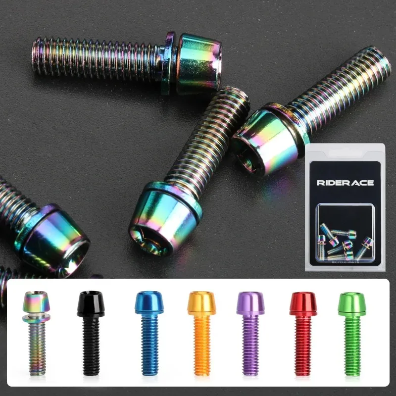 

Набор из 6 шт., цветные винты для руля с титановым покрытием M5, 18 мм, нержавеющая сталь, болты для выноса выноса велосипеда MTB, гайки