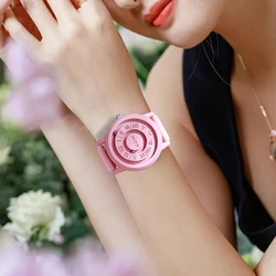 DOM trend concept reloj neutral para pareja, cronógrafo creativo con puntero de rodillo magnético, resistente al agua, moda para hombre y mujer