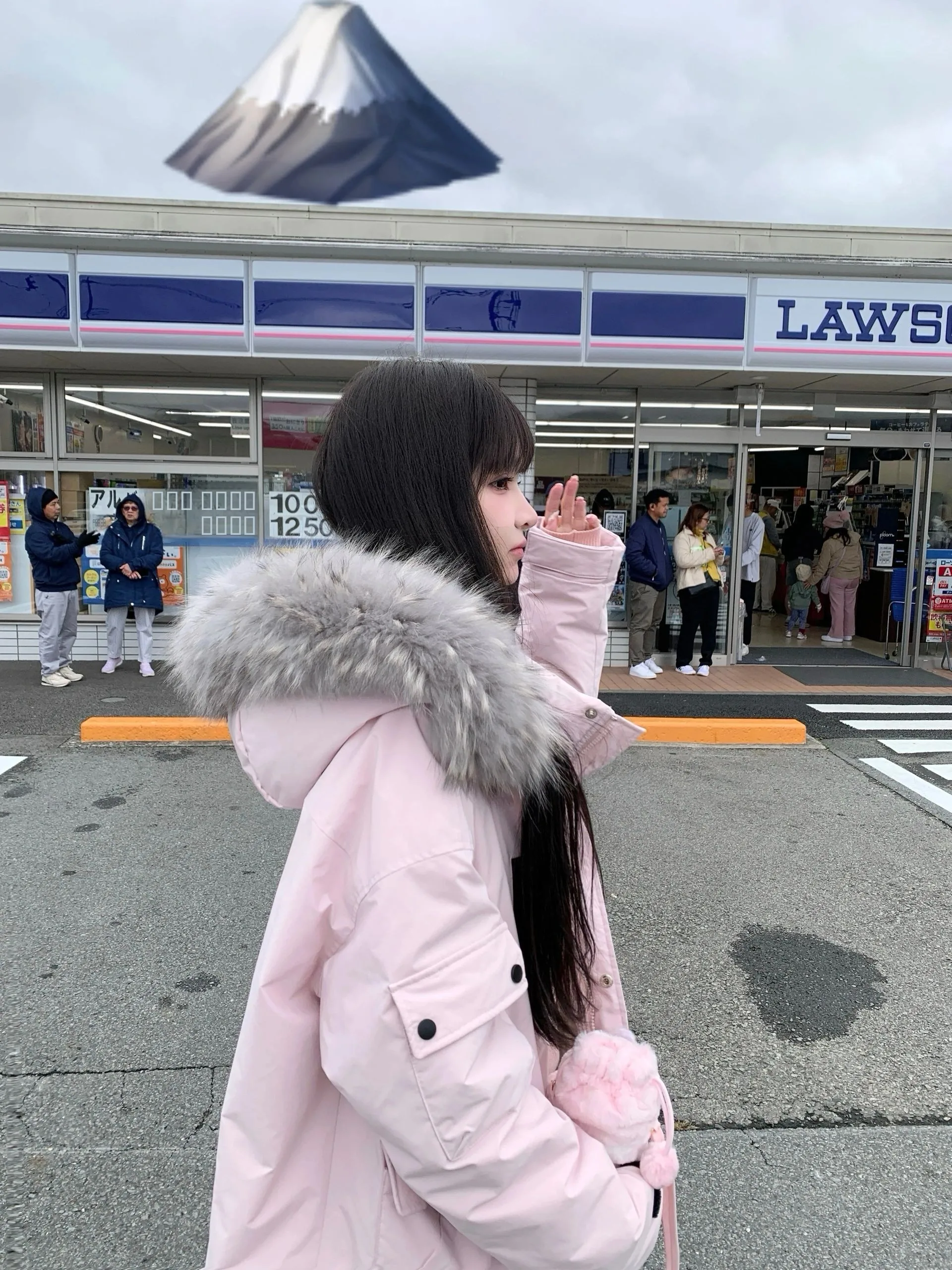 

Pink Fluffy Hooded Parka Cotton Jaet Women Winter Small Size Korean Sle Mid-Length Thiened Warm Cotton Coat