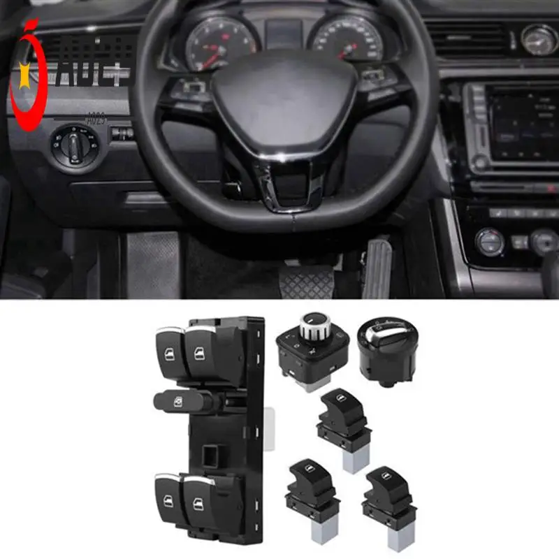 

A029-6Pcs Window Mirror Headlight Switch Set 5ND941431B For VW Golf MK5 6 Jetta MK5 Passat B6 Tiguan