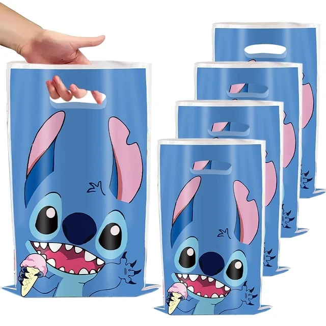 Disney Lilo and Stitch Pink Candy Bag Handle Gift Bags Birthday Party Decoration Snack Loot Package Festival Party Favor Kids