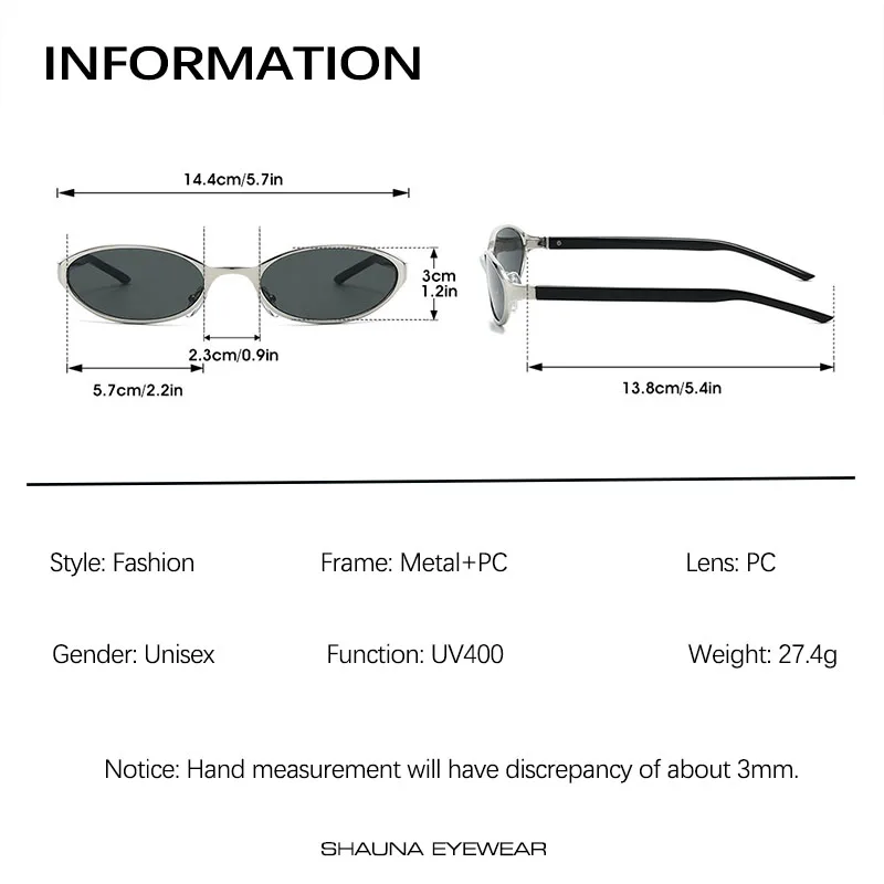 SHAUNA Neue kleine ovale Champagner-Sonnenbrille aus Metall, UV400 – Detail 4