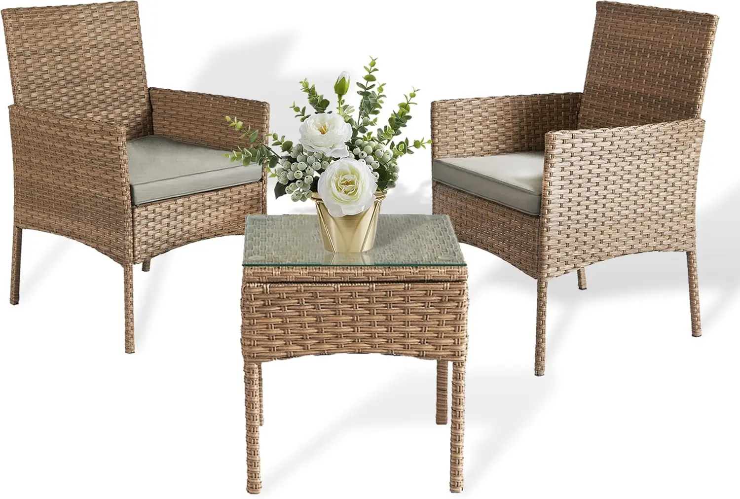 Pátio Varanda Conjuntos de móveis para apartamentos, Bistro Furniture Set, Conjuntos de conversa com mesa para varanda, Pátio, 3 pcs