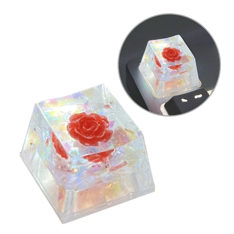 Resin Backlights Keycap for Mechanical Keyboards OEM Height Translucently Flower Keycaps 1PC Dropshipping