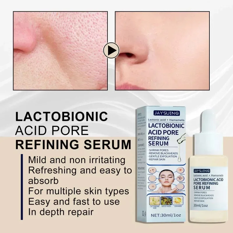 Lactobionic Acid Shrink Pore Essence Hyaluronic Acid Firming Brighten Moisturizing Nourish Essence Pore Shrink Face Serum 30ml