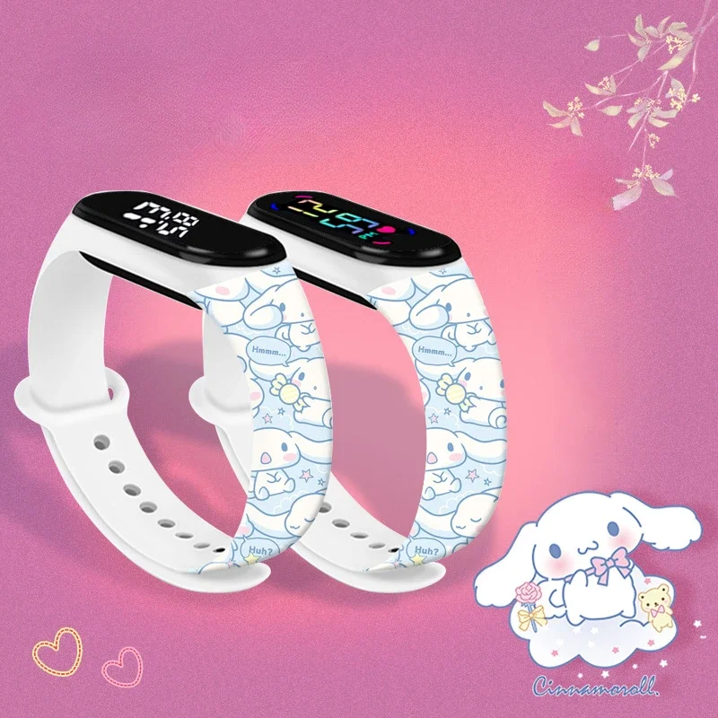 Kawaii LED Electronic Band Kawaii Cinnamoroll My Melody Kuromi Smart bracciale Anime Student orologio sportivo elettronico impermeabile