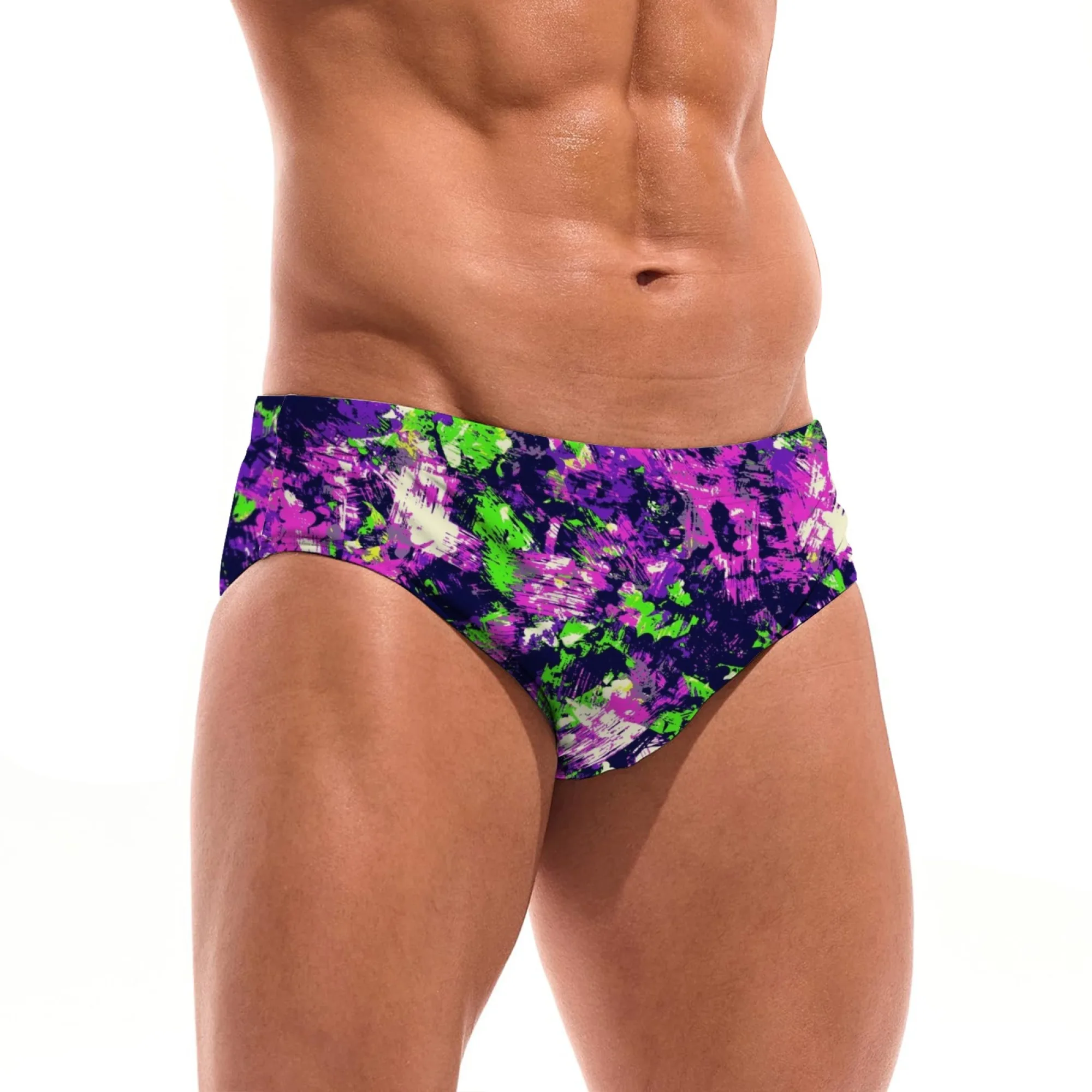 Splash Ink Graffiti Trend Swim Trunks Stretchy Comfortable Men's Briefs Sexy Bikini Swimwear Casual Beach Surf Shorts Swimsuit