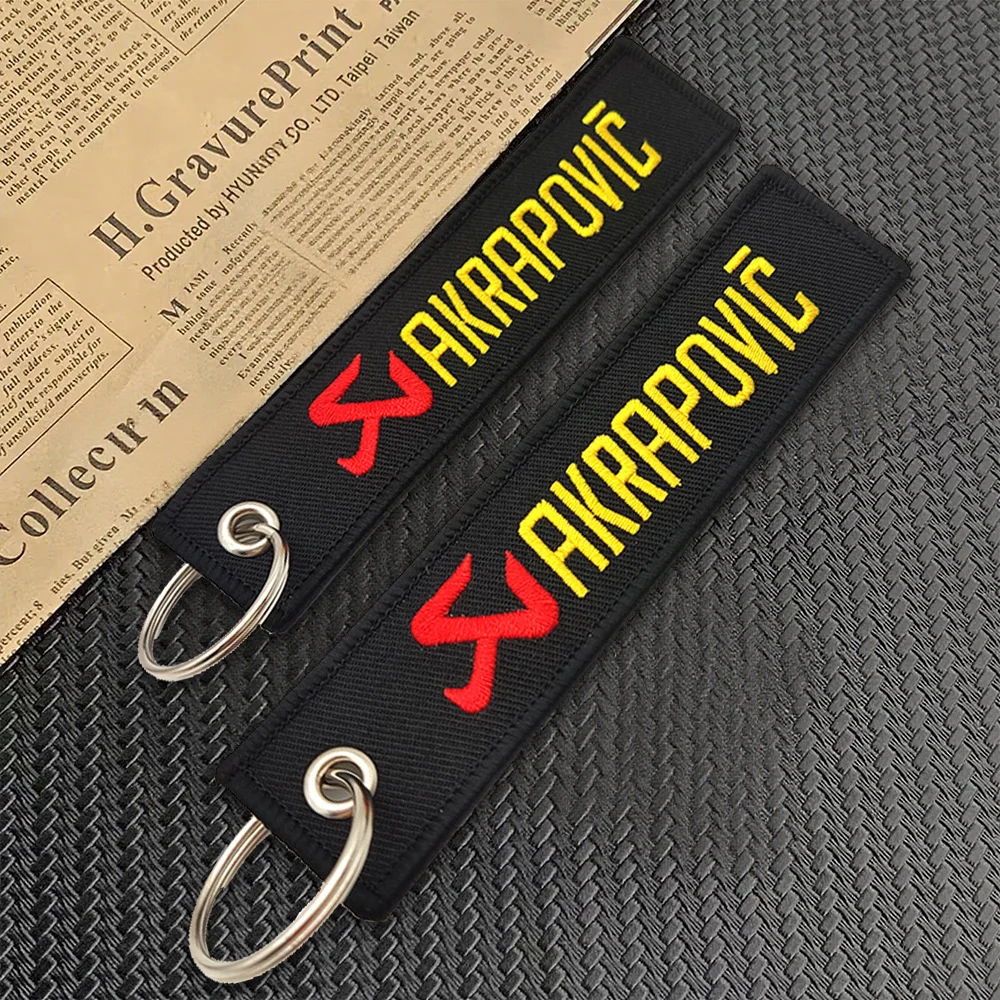 Высококачественный новый холст для Akrapovic, новый двусторонний логотип, аксессуары для мотоциклов, подарочный брелок для ключей, брелок с эмблемой Высококачественный новый холст для Akrapovic, новый двусторонний логотип, аксессуары для мотоциклов, подарочный брелок для ключей, брелок с эмблемой