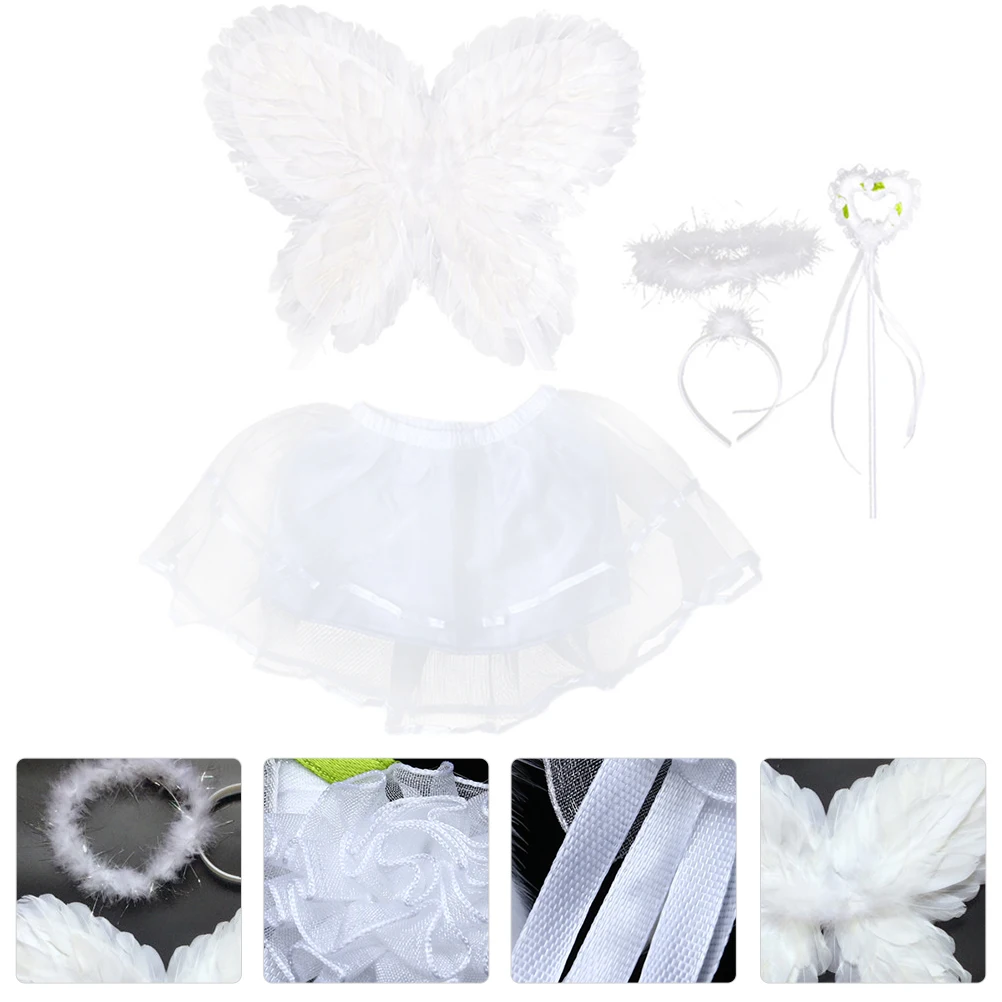 

1 set 1 Set Fairy Wings Costume Set For Girls Skirt Wand Hair Accessories Foldable Outfit Cosplay Party Performance