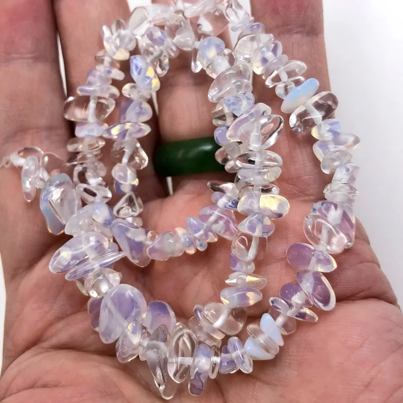 Naturstein-Chip-Perlen, 5–8 mm, unregelmäßiger Kies, Kristallquarz, für die Schmuckherstellung, Freiform-Perlen, DIY-Halskette, Armband, 15'' – Detail 10