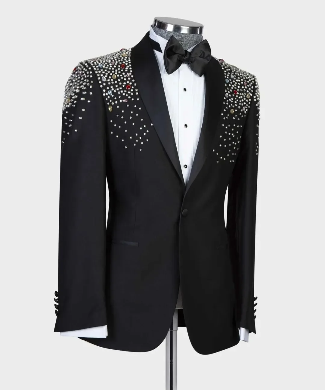 Men's Suit Jacket  Single Button Lapel  Luxurious Studded  Slim Fitting Formal Tuxedo  Business Wedding Banquet Groom's Dress