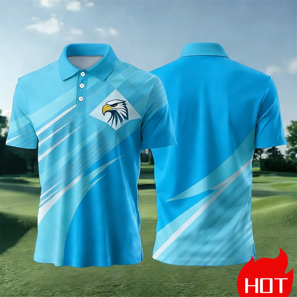 Summer Eagle Pattern Polo Shirt Men's Golf Polo Outdoor Sports Breathable T-shirts Outdoor Sports Shirts For Man Men's Clothing