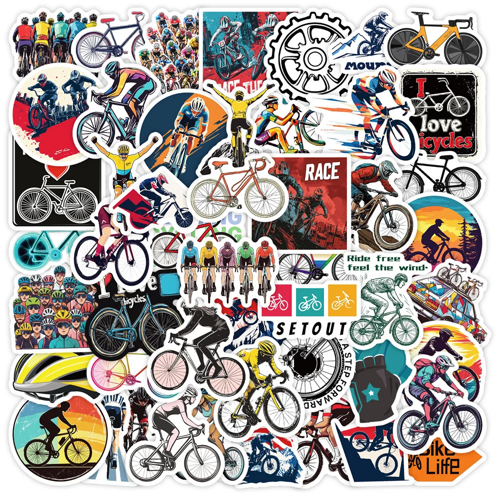 50pcs Competitive Mountain Biking Stickers For Laptop Suitcase Phone Case Guitar Ipad DIY Craft Supplies Cute Sticker Vintage