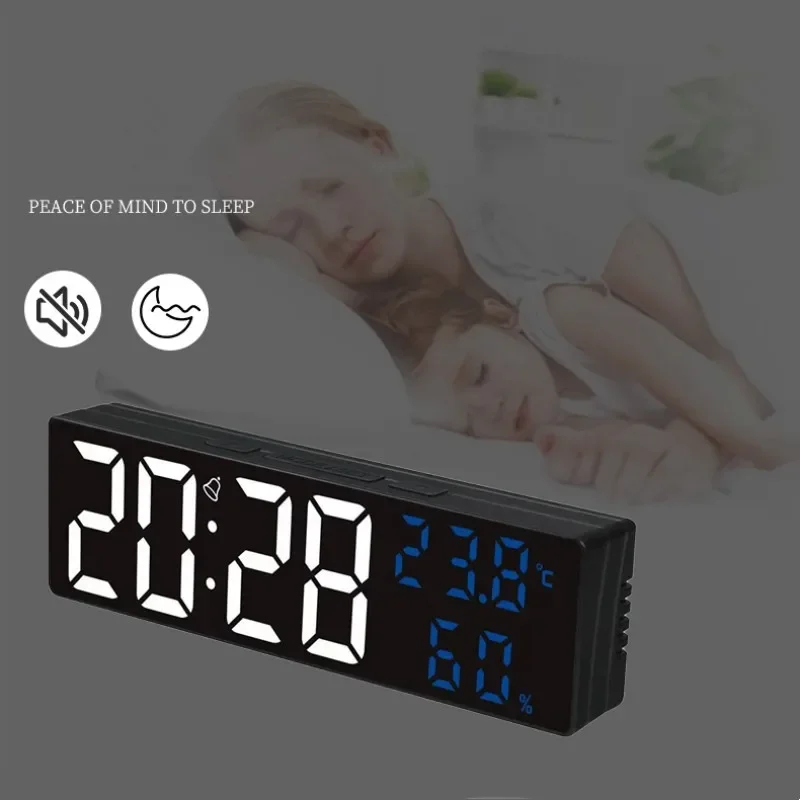 10/13/16 Inches Large LED Digital Wall Clock , Wall Mounted Temperature Date Week Display Timer Dual Alarm Clock