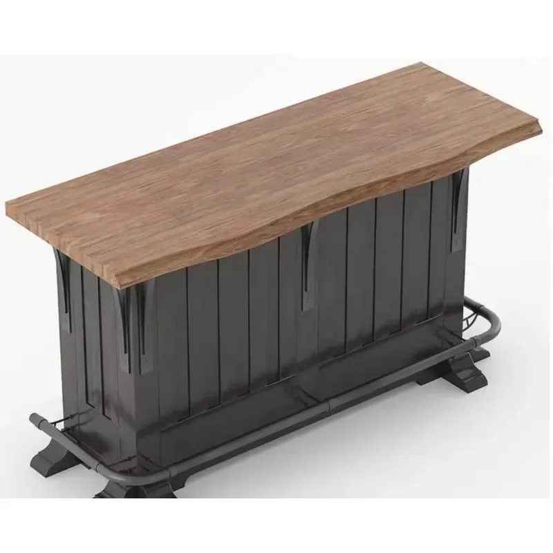 Solid Teak Wood Wine Cabinet Antique Style Home Indoor Outdoor Storage with Customizable Stainless Steel Pipe Bar Furniture