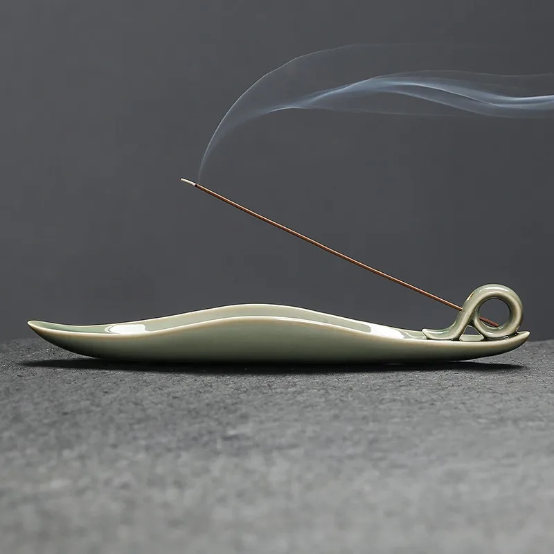 1pc Creative Celadon Ceramic Incense Holder Perfect for Serene Tea Ceremony Ambiance Sleek Elegant Home Decor (Without Incense)
