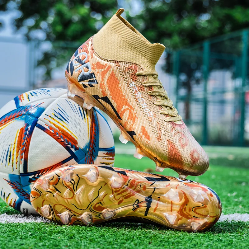 

New Men Soccer Shoes Boys Long Spikes Training Cleats Outdoor Breathable Adult Non Slip Football Boots Sport Match Comfortable