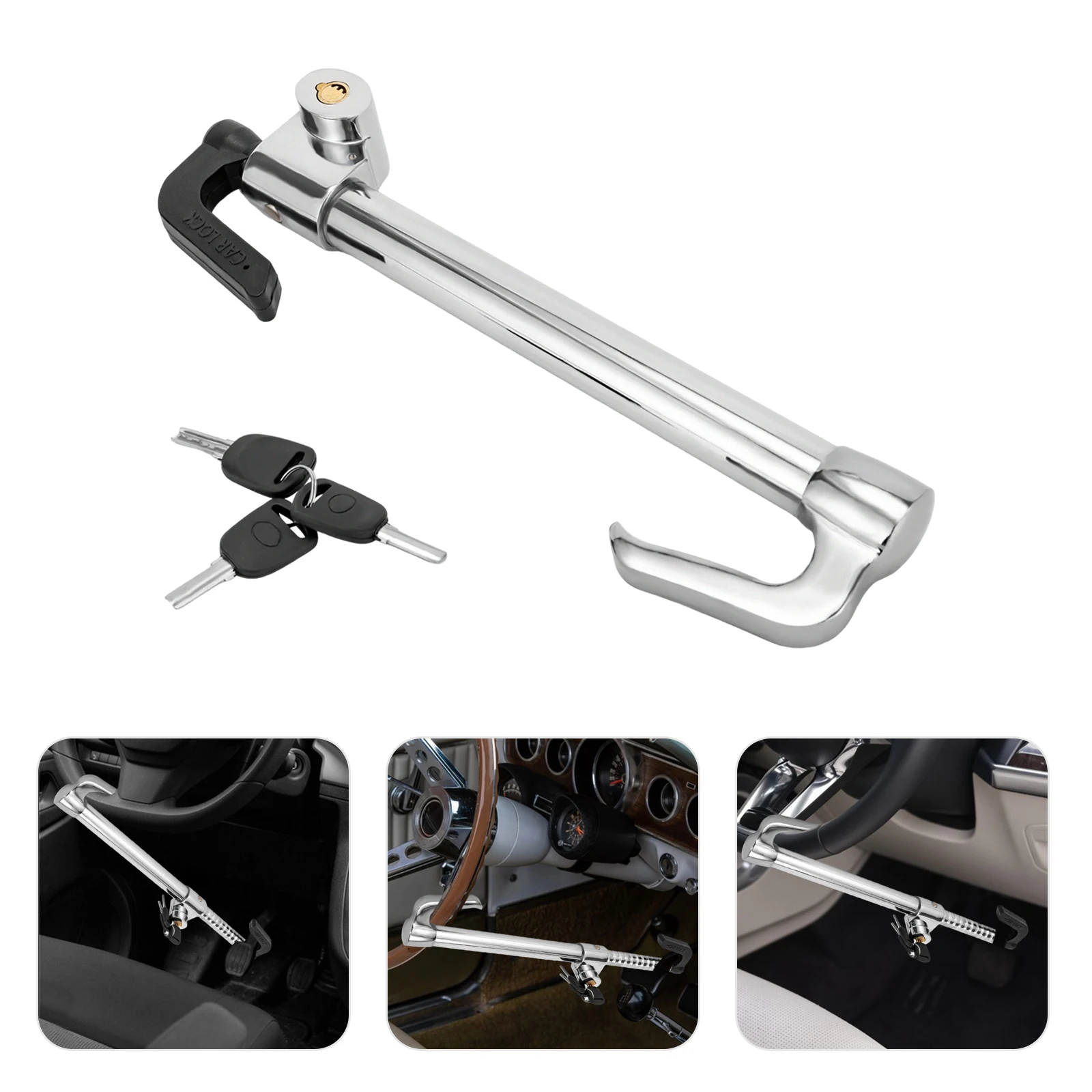 Verrou de volant universel, verrouillage de frein rétractable, verrouillage de sécurité à Double crochet, dispositif antivol pour voiture, verrouillage d'urgence pour voiture
