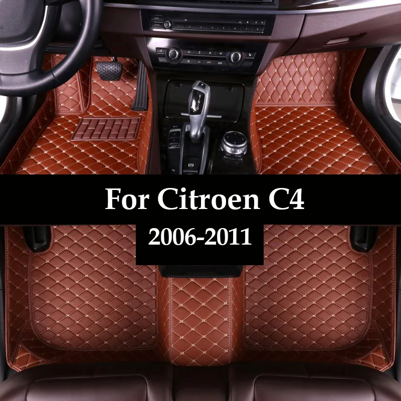 

Leather Car Floor Mats Fit For Citroen C4 Four Doors 2006~2011 Custom Foot Pads Automobile Carpet Cover