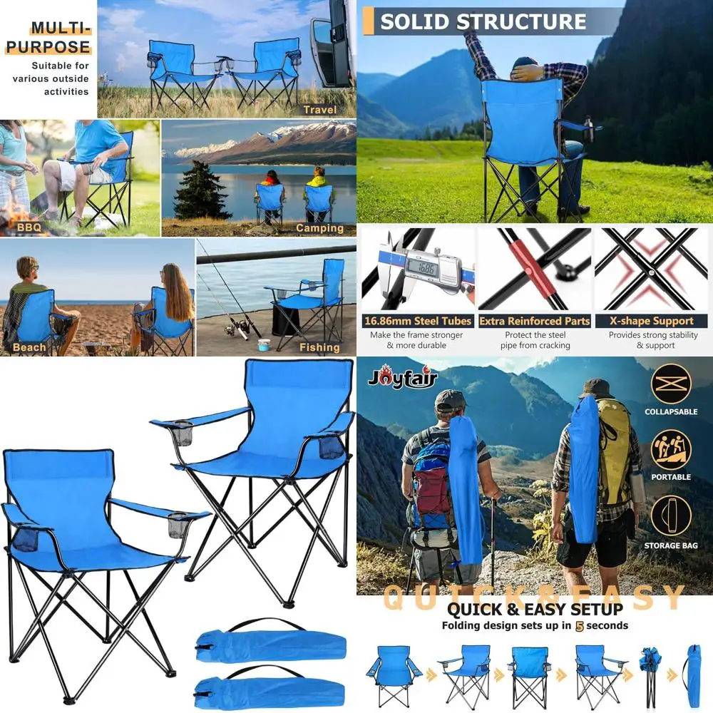 

Прочное складное кресло для кемпинга с подстаканниками для активного отдыха, пляжа и рыбалки