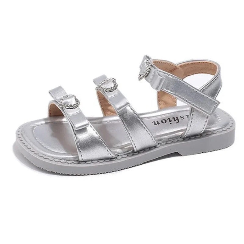 

Girls' Sandals 2025 Summer Fashion Bow Soft Bottom Baby Princess Shoes Children's Open Toed Beach Shoes 3-8 Years Old