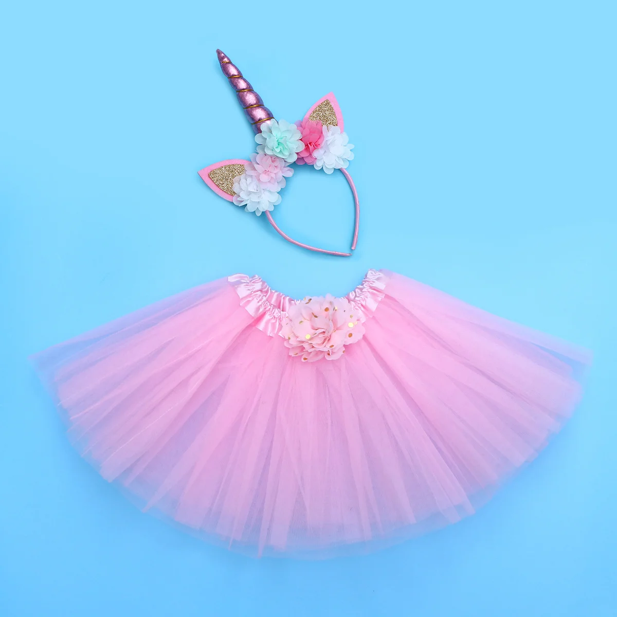 Różowy Kostium Jednorożca dla Dziewczynek: Spódniczka Tutu, Opaska, Sukienka Wróżki, Strój na Urodziny, Cosplay, Kostiumy dla Dziewczynek