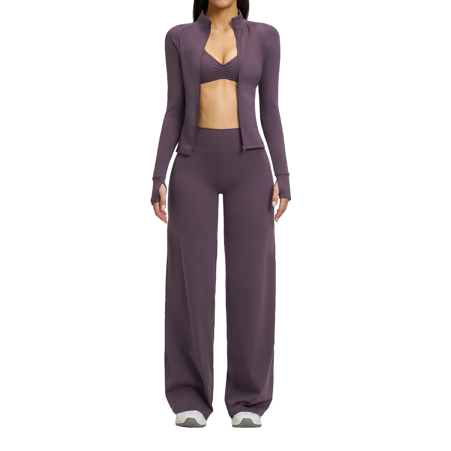 

Maxdutti Leisure Sports Set Zipper Fitness Set Women's Outdoor Running And Cycling Three Piece Set New Two Piece Set Women's